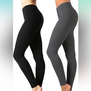 Zenana Outfitters Womens Full Length Cotton Solid Leggings small 2 pack. (G)